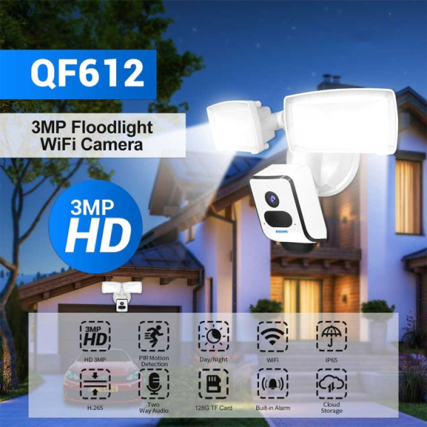 ESCAM QF612 2K Ultra HD WiFi IP Camera & Floodlight, Support Night Vision / PIR Detection - Bild 7