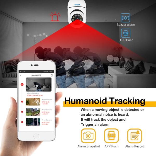 ESCAM PT208 1080P HD Light Bulb WiFi Camera, Support Motion Detection, Two-way Audio, Night Vision, TF Card - Bild 5