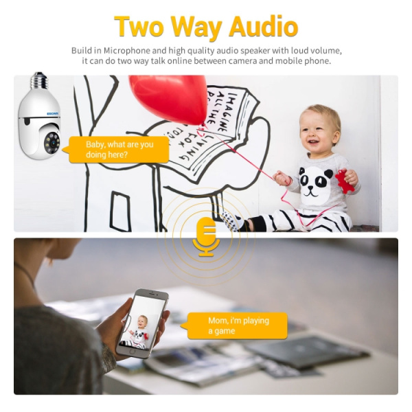 ESCAM PT208 1080P HD Light Bulb WiFi Camera, Support Motion Detection, Two-way Audio, Night Vision, TF Card - Bild 6
