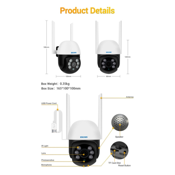 ESCAM TY110 1080P IP66 Waterproof Tuya Smart APP Wireless WiFi Dome Camera - Bild 3