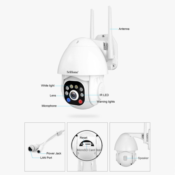 SriHome SH039B 3MP Sound and Light Alarm IP66 Waterproof Dome Camera - Bild 10