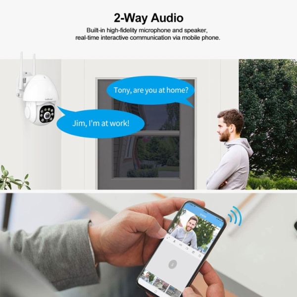 SriHome SH039B 3MP Sound and Light Alarm IP66 Waterproof Dome Camera - Bild 5