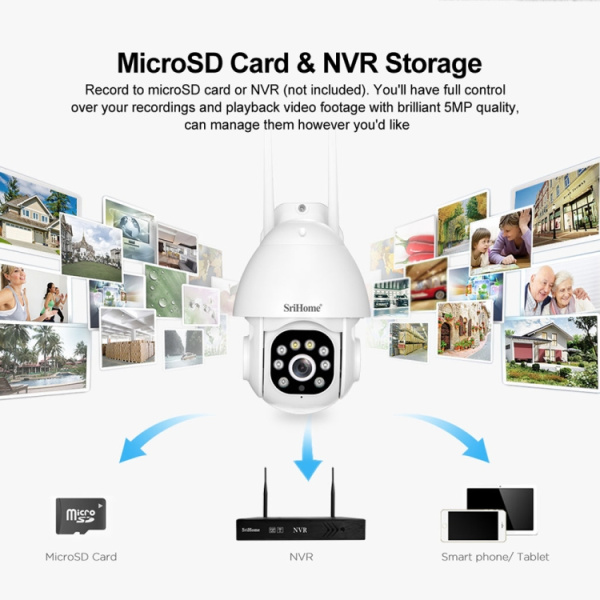 SriHome SH039B 3MP Sound and Light Alarm IP66 Waterproof Dome Camera - Bild 4