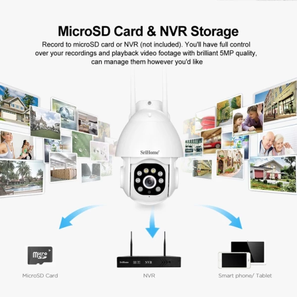 SriHome SH039B 3MP Sound and Light Alarm IP66 Waterproof Dome Camera - Bild 4