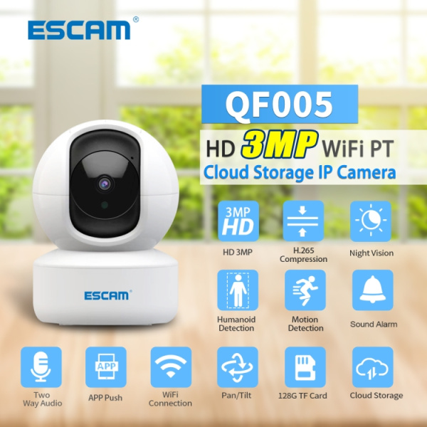 ESCAM QF005 3MP Indoor HD WiFi Pan-tilt Camera, Support Motion Detection / Two-way Audio / Night Vision - Bild 2