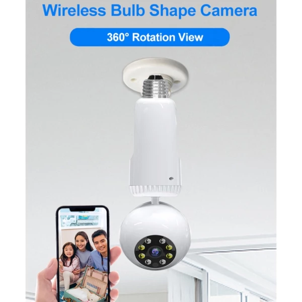 360 Degrees Rotation 2.0 Million Pixels Wireless Bulb Shape Camera, Support Motion Detection & Infrared Night Vision & Two-way Audio & TF Card - Bild 5