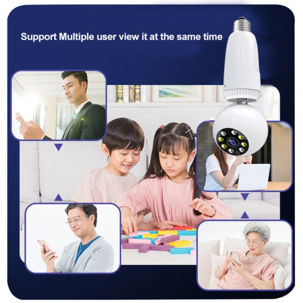 360 Degrees Rotation 2.0 Million Pixels Wireless Bulb Shape Camera, Support Motion Detection & Infrared Night Vision & Two-way Audio & TF Card - Bild 6
