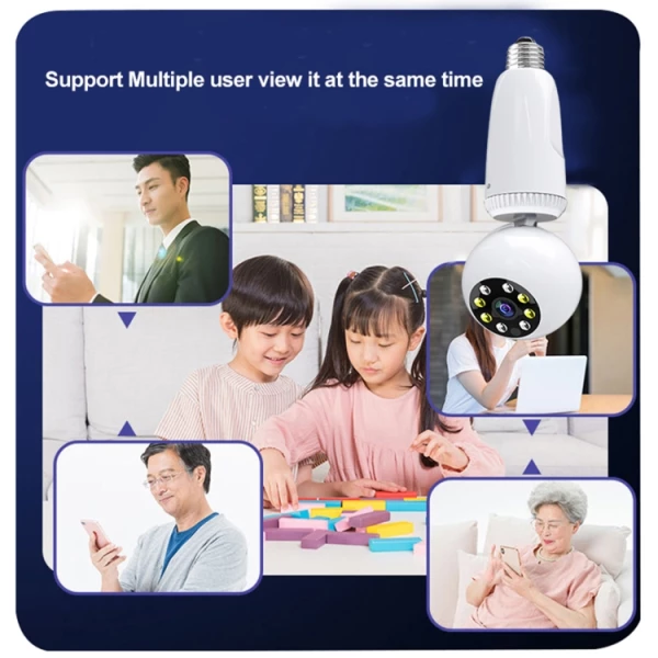 360 Degrees Rotation 2.0 Million Pixels Wireless Bulb Shape Camera, Support Motion Detection & Infrared Night Vision & Two-way Audio & TF Card - Bild 6