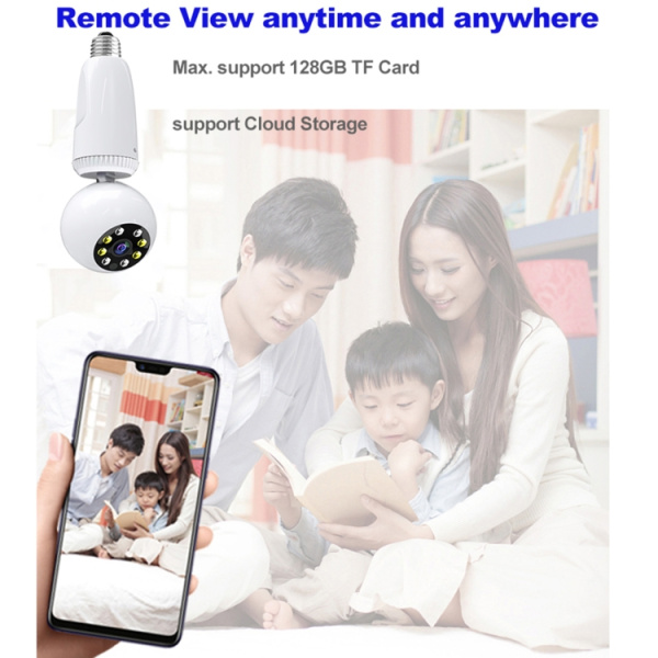 360 Degrees Rotation 2.0 Million Pixels Wireless Bulb Shape Camera, Support Motion Detection & Infrared Night Vision & Two-way Audio & TF Card - Bild 7