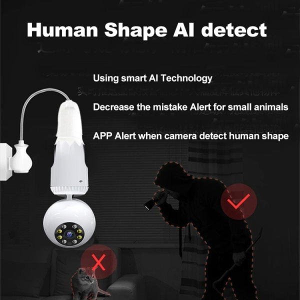 360 Degrees Rotation 2.0 Million Pixels Wireless Bulb Shape Camera, Support Motion Detection & Infrared Night Vision & Two-way Audio & TF Card - Bild 8