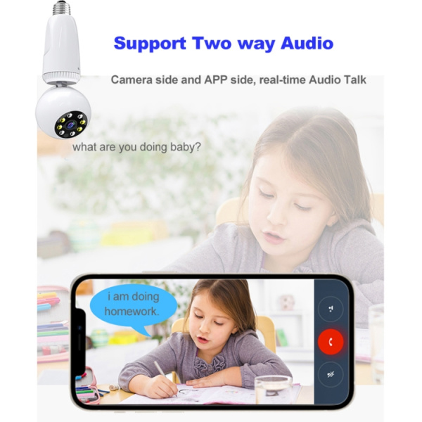 360 Degrees Rotation 2.0 Million Pixels Wireless Bulb Shape Camera, Support Motion Detection & Infrared Night Vision & Two-way Audio & TF Card - Bild 9