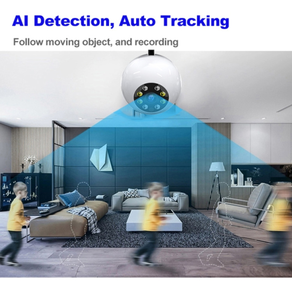 360 Degrees Rotation 2.0 Million Pixels Wireless Bulb Shape Camera, Support Motion Detection & Infrared Night Vision & Two-way Audio & TF Card - Bild 2