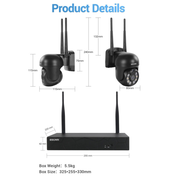 3.0 Million Pixels 8-channel Wireless Dome Camera HD NVR Security System, Support Motion Detection & Two-way Audio & Full-color Night Vision & TF Card - Bild 3