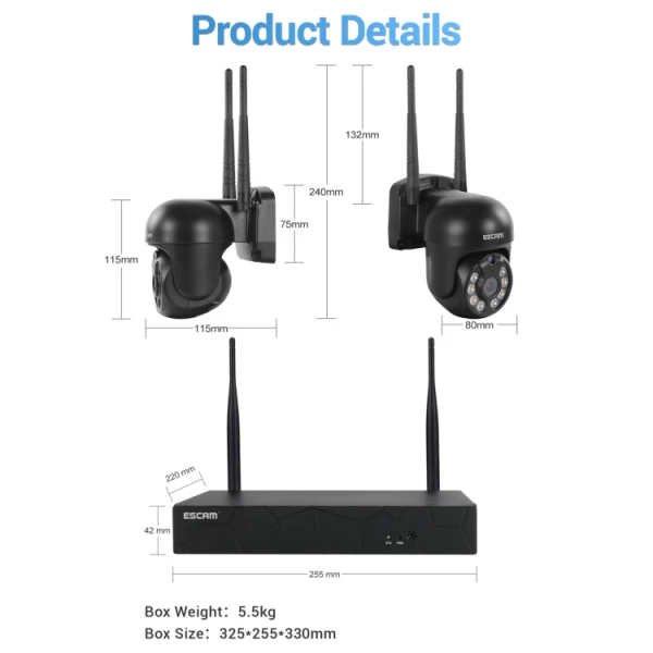 3.0 Million Pixels 8-channel Wireless Dome Camera HD NVR Security System, Support Motion Detection & Two-way Audio & Full-color Night Vision & TF Card - Bild 3