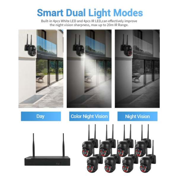 3.0 Million Pixels 8-channel Wireless Dome Camera HD NVR Security System, Support Motion Detection & Two-way Audio & Full-color Night Vision & TF Card - Bild 11