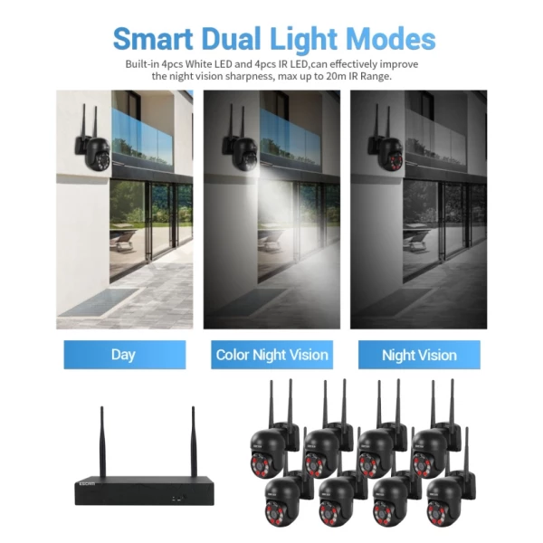 3.0 Million Pixels 8-channel Wireless Dome Camera HD NVR Security System, Support Motion Detection & Two-way Audio & Full-color Night Vision & TF Card - Bild 11