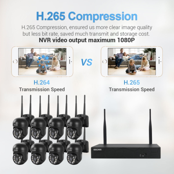 3.0 Million Pixels 8-channel Wireless Dome Camera HD NVR Security System, Support Motion Detection & Two-way Audio & Full-color Night Vision & TF Card - Bild 7