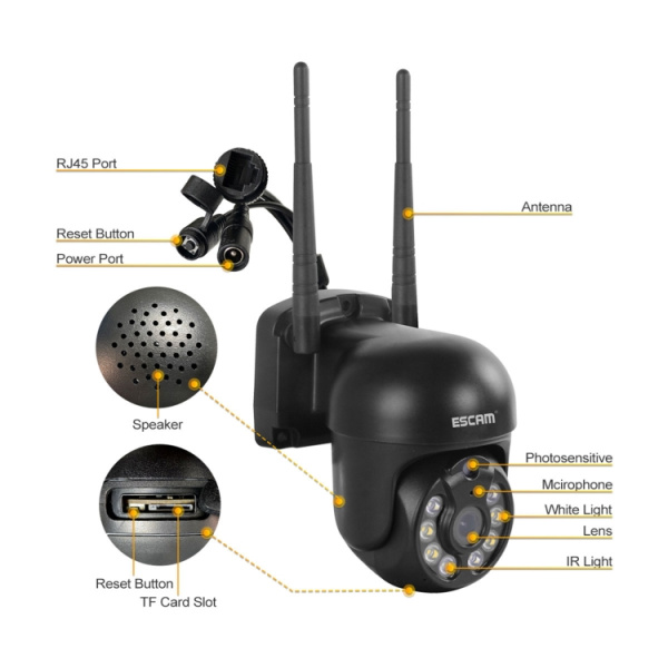 3.0 Million Pixels Wireless Dome IP Camera, Support Motion Detection & Two-way Audio & Full-color Night Vision & TF Card - Bild 9