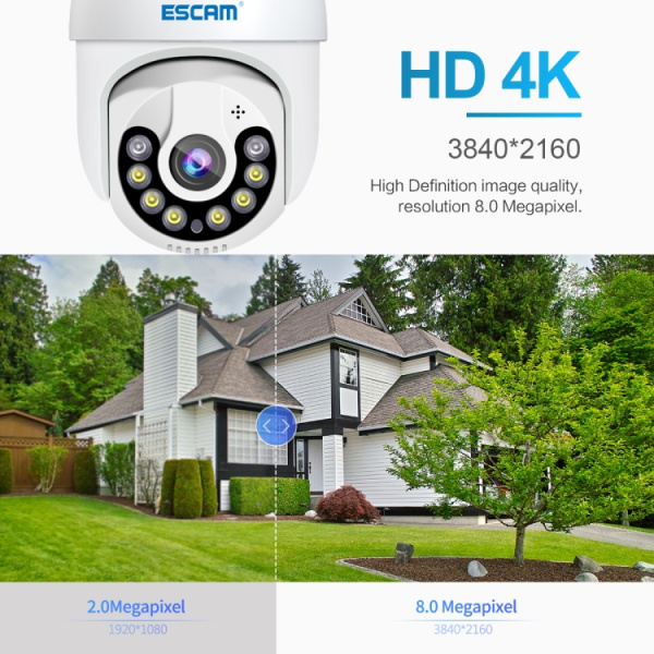 ESCAM QF800 H.265X 8MP AI Humanoid Detection Auto Tracking Waterproof WiFi IP Camera,EU Plug - Bild 4