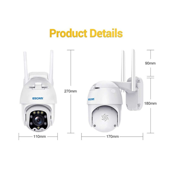 ESCAM QF288 HD 3MP PAN / Tilt / Zoom AI Humanoid Detection WiFi IP Camera, Support Night Vision / TF Card / Two-way Audio - Bild 5