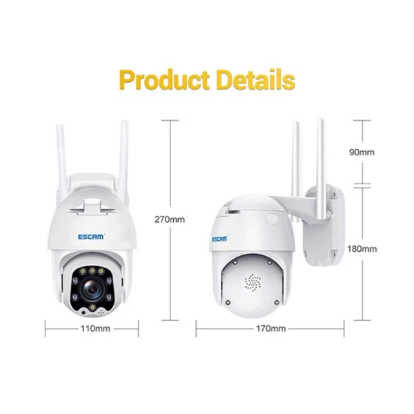 ESCAM QF288 HD 3MP PAN / Tilt / Zoom AI Humanoid Detection WiFi IP Camera, Support Night Vision / TF Card / Two-way Audio - Bild 5