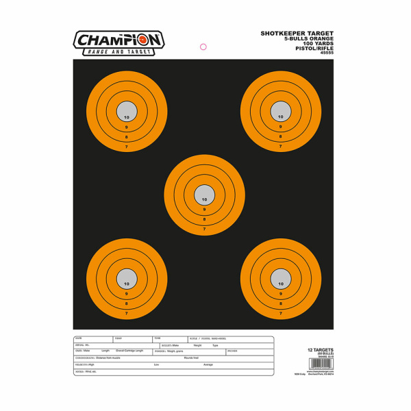 CHAMPION SHOTKEEPER 5 BULLS ORANGE- LARGE 12 PK