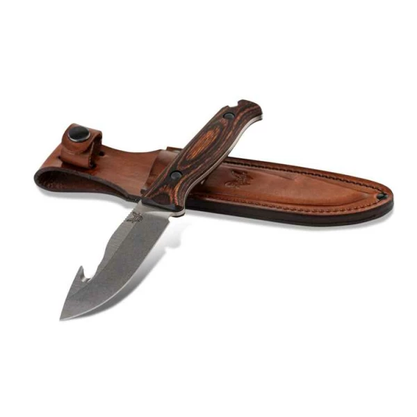 BENCHMADE 15004: SADDLE MOUNTAIN SKINNER WI HOOK AND WOOD HANDLE