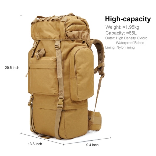 J006 Vattentät Ryggsäck 65L | MOLLE - Bild 8