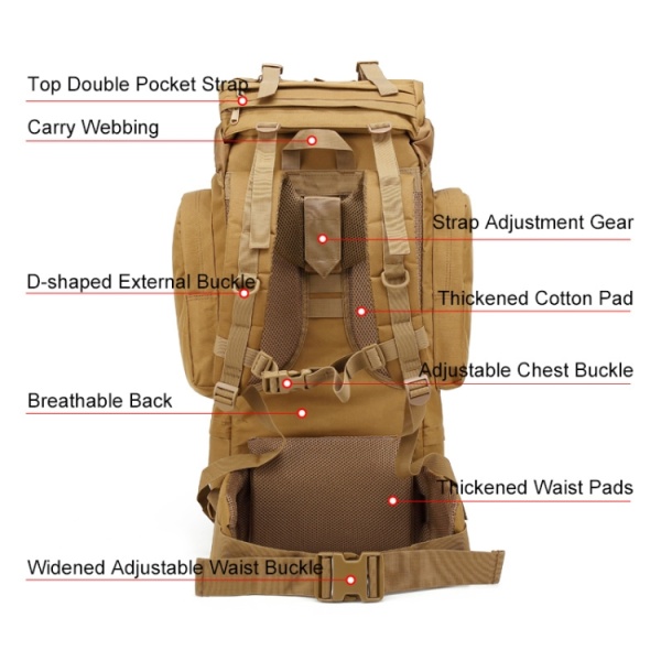 J006 Vattentät Ryggsäck 65L | MOLLE - Bild 6